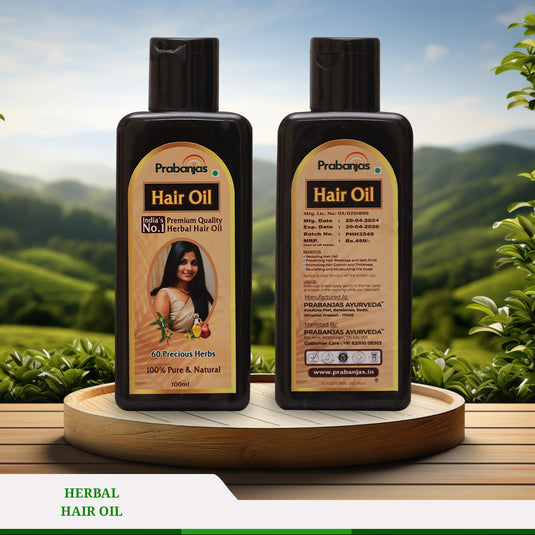 Prabanjas Premium Ayurvedic Black Hair Oil | Delays Premature Greying, Reduces Dandruff and Strengthens Hair & Hairfall Control