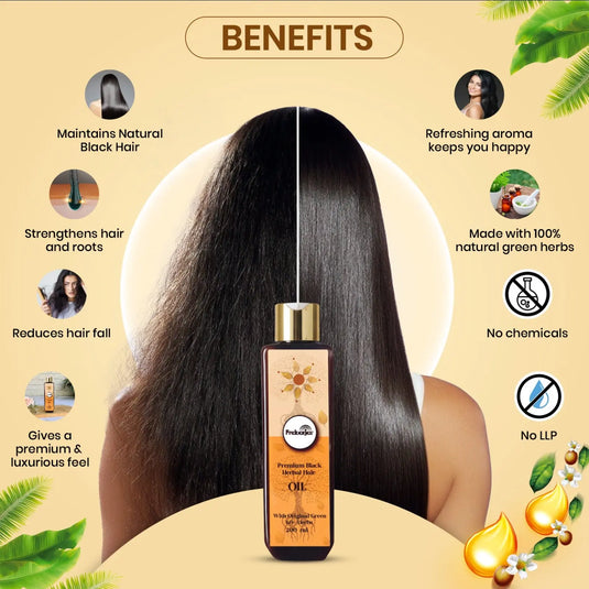 Prabanjas Premium 4 in 1  Black 60+ Herbal Hair Oil - 200 Ml 𝗣𝗿𝗮𝗯𝗮𝗻𝗷𝗮𝘀®