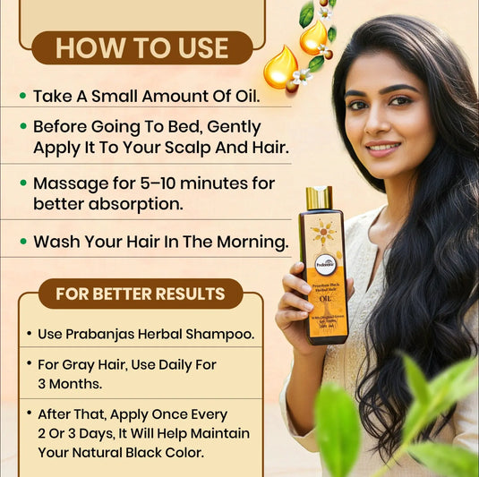 Prabanjas Premium 4 in 1  Black 60+ Herbal Hair Oil - 200 Ml 𝗣𝗿𝗮𝗯𝗮𝗻𝗷𝗮𝘀®