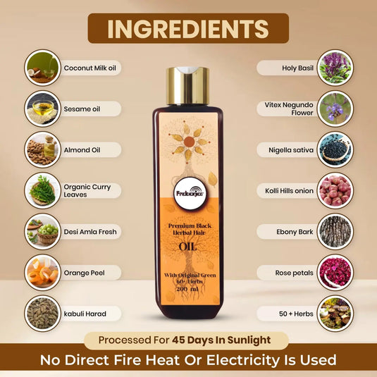 Prabanjas Premium 4 in 1  Black 60+ Herbal Hair Oil - 200 Ml 𝗣𝗿𝗮𝗯𝗮𝗻𝗷𝗮𝘀®